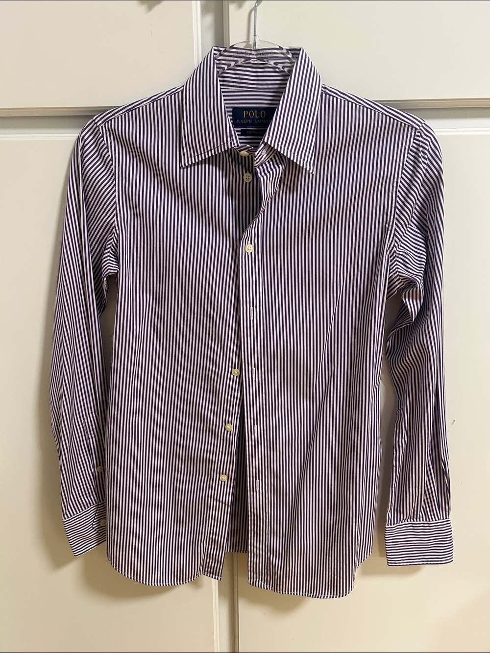 Preppy Polo by Ralph Lauren Purple and White Striped Dress Shirt 4